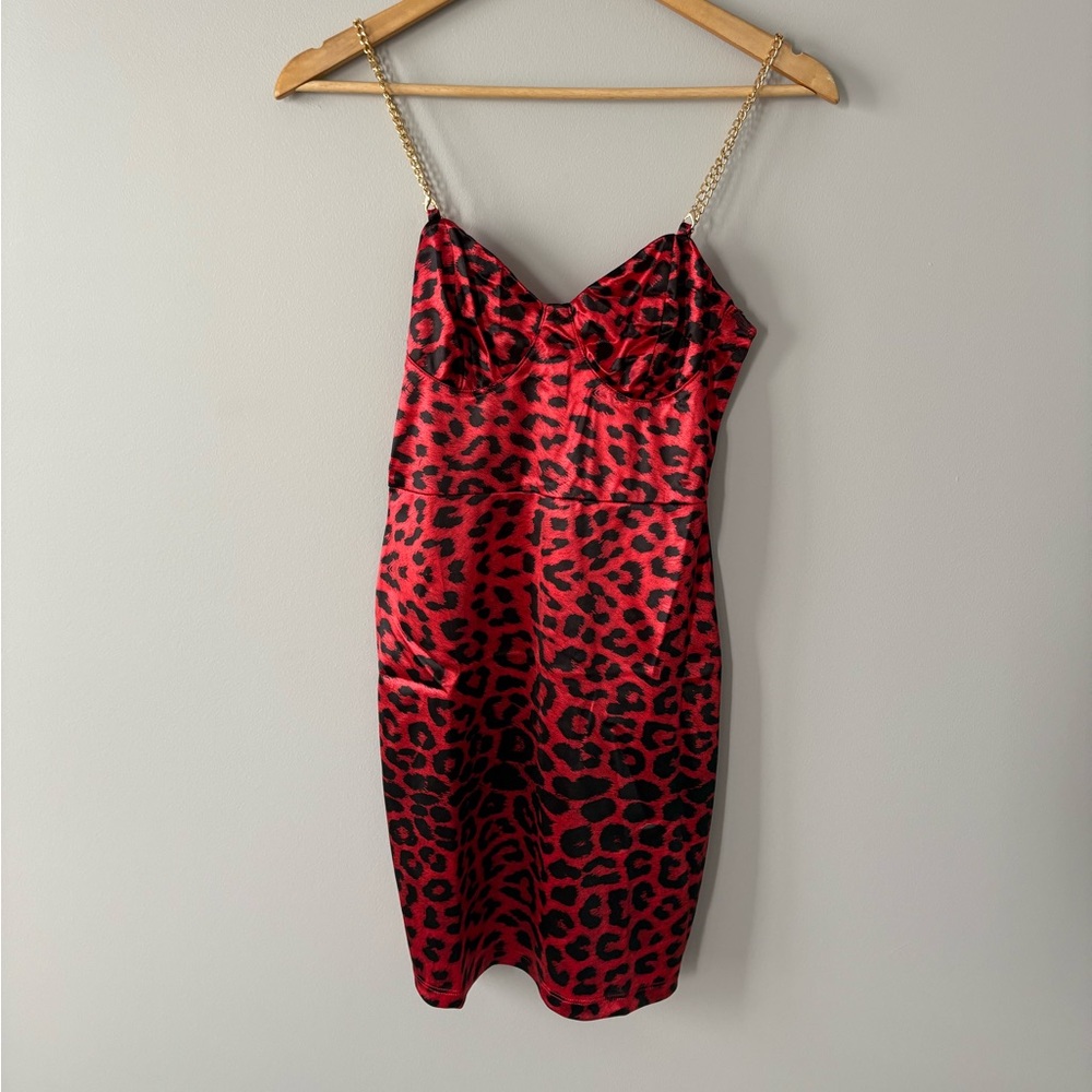 Wildcat Red Leopard Grunge Wild Party Goth Print Mini Dress Size Small